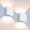 KICAAO Wandleuchte LED Innen 2er Set, 10x10x5cm Up an Down Wandlampe, Einstellbar Abstrahlwinkel Aussenbeleuchtung Warmweiß 6W 3000K Wandleuchte Aluminium Wandleuchte Innen/Aussen (Weib)