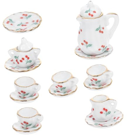 JOINPAYA 15-teiliges Miniatur-teekannen-Set für Puppenhaus Teekessel und Teetasse