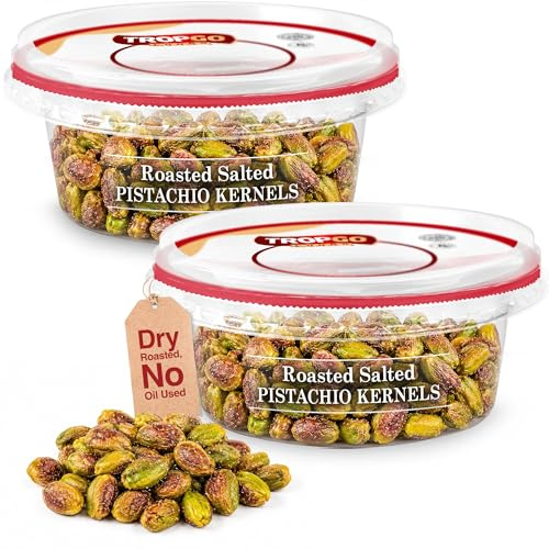 Tropgo Pistachio Kernels Roasted Salted 100g - Pack of 2 - Nuts in Resealable and Recyclable Tub - Healthy Nuts with Fibre, Protein, and Essential Minerals - Healthy Snacks for All Ages