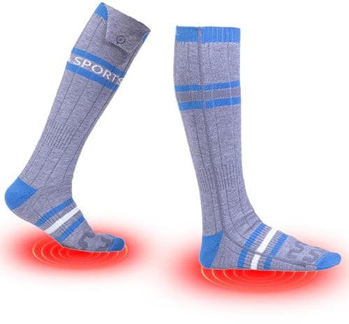 Heated Socks for Men Women, Battery Heated Socks, Battery Powered Comfortable Thermo-Socks with 3 Heating Settings, Rechargeable Heated Socks for Camping Fishing Cycling Skiing