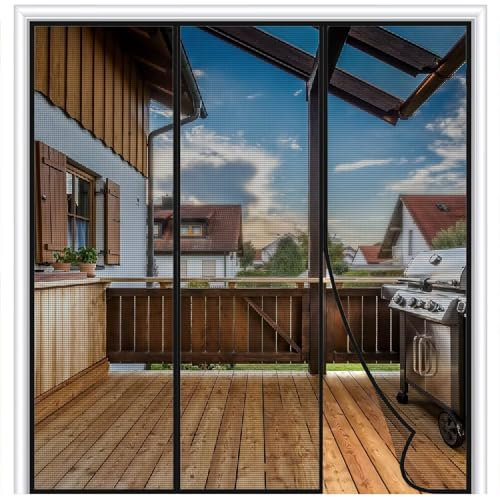 Rideau Porte Anti Mouche Metal 185x200cm Noir Rideau Aimanté pour Rideau Moustiquaire magnétique pour porte de balcon Rideau Aimanté pour Rideau Moustiquaire