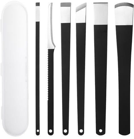 cobee Kit de 6 piezas de eliminación de uñas encarnadas, herramienta de afeitar de callos y uñas encarnadas con una caja de almacenamiento, herramienta para eliminar callos de pies, cuchillo de