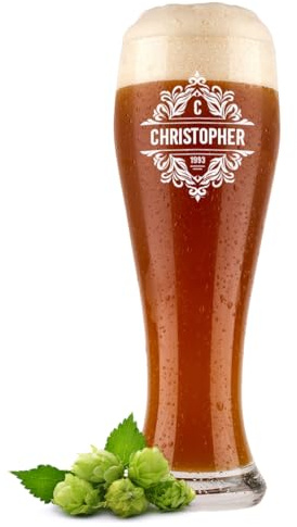 polar-effekt Weizenglas 500 ml mit personalisierter Gravur - Weißbierglas für Männer zum Geburtstag - Spülmaschinenfestes Bierglas für Weißbiere - Geschenk für Papa