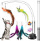 ROSAUI 11-Pack Cat Toy Set with Suction Cup Base, Interactive Bird & Feather Teasers, Yarn Balls – Fun and Exercise for Cats and Kittens, Perfect for Indoor Cats & Kittens Play