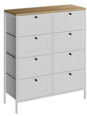 Vicco Kommode Belaro, Kommodenschrank, Weiß, 80 x 95 cm mit 8 Schubladen