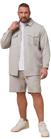 BadRhino Big & Tall Stone Grey Textured Jersey Shacket - Men's - Plus Size Curve