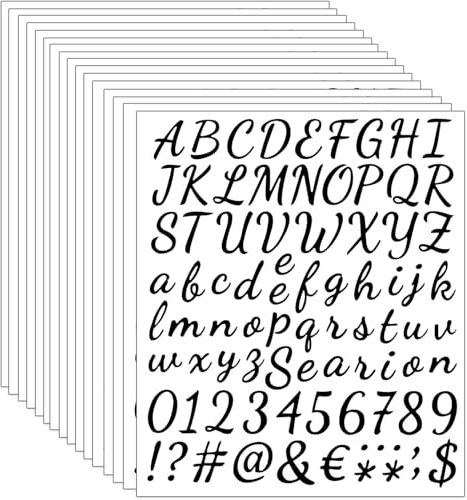 14 Sheets 1176 Pcs Self Adhesive Vinyl Letter Stickers,Vinyl Letter Stickers Decals for Scrapbooking,Mailbox,Notebook,Classroom Decor, Door, Business,Address (Handwriting Black, 1 Inch)