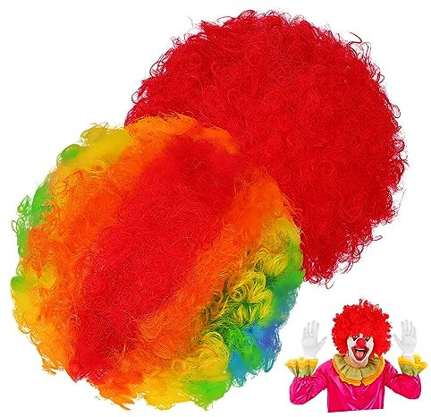 FRCOLOR 2stücke Perücke Clown Regenbogen Für Frauen Unisex Haartags-accessoires Kurze Flauschige Perücken Clown-kostüm Halloween-kostüm