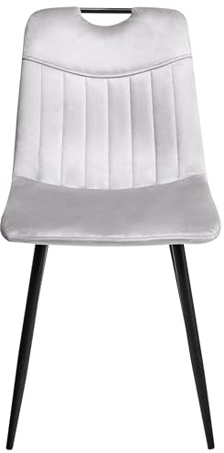 Beliani Set of 4 Modern Velvet Dining Chairs Powder Coated Iron Black Legs Light Grey Argyle