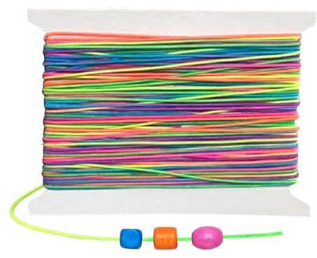 1mm x 20m Rainbow Elastic Bracelet String, Stretchy and Sturdy Jewellery Cord for Bracelet Making, Beading, Clay Beads, Necklaces, Sewing and Crafts