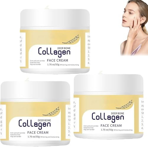 Neue Hirschknochen-Kollagencreme 2025, Feuchtigkeitsspendende und straffende Kollagen-Gesichtscreme, Anti-Aging-Gesichtscreme gegen Falten, für alle Hauttypen