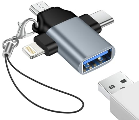 USB-C OTG Adapter,3 in 1 Adapterkonverter für Typ C, Lightning,Micro USB 3.0,OTG Konverter,Tastatur/tischfächer- ventilator Smartphones oder Tablets, Kompatibel mit 17 pro max 17 16/15/14 i Pad