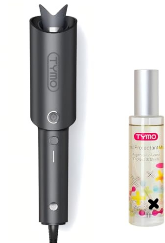 TYMO CURLPRO Automatic Rotating Hair Curler 1 Inch Black + TYMO Heat Protectant Spray for Hair with Argan Oil for Styling Tools