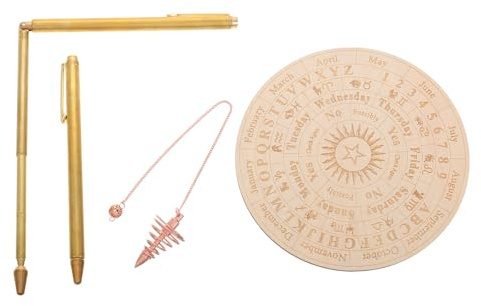 Toyvian Kit de Baguettes de Sourcier en Cuivre Multifonction Tiges Rétractables, Pendule et Tapis pour Divination Spirituelle et Exorcisme Portable