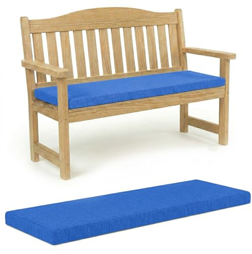 100% Waterproof Garden Bench Cushion 2/3/4 Seater Outdoor Long Bench Seat Pad for Lawn & Garden, Patio, Office, Coffee Shop with Removable Cover (3 Seater 142cm x 52cm x 6cm thick, Blue)