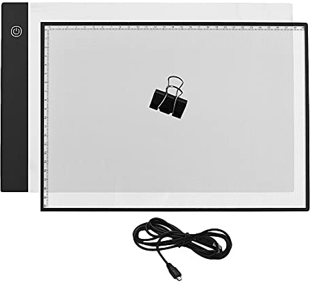 Table lumineuse LED ultra-mince A4 DGLDCSHUAI avec protection oculaire, support de panneau gradué séparé, réglage progressif de la luminosité, câble USB, idéale pour tatouage,