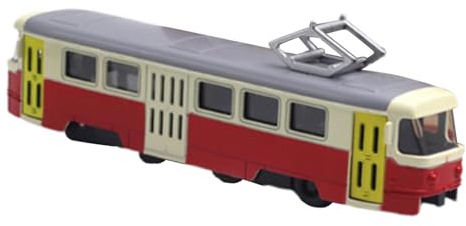 Pegciuho Straßenbahn Modellauto Im Maßstab 1:90 mit 2 zu öffnenden Türen, Dekoration, Geburtstagsgeschenk, Fahrzeugspielzeug, Ornament, Rot