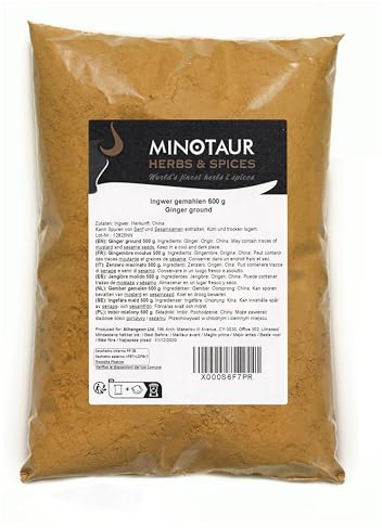 Minotaur Spices | Ingwer gemahlen 2 x 500g (1 Kg), Ingwerpulver, Ingwerwurzel gemahlen, Ginger mild