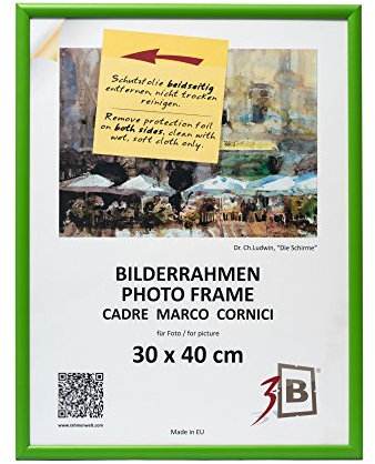 3-B Cadre de l'image ULM 30x40 cm - vert - cadre photo en bois, avec verre acrylique