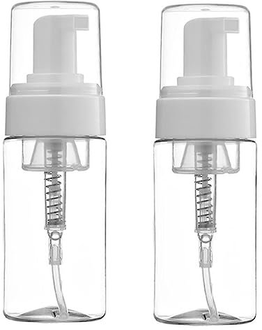 2PCS 100ML/3.4Oz Refillable Empty Plastic Foam Foamer Dispenser Pump Bottles Cosmetics Lotion Makeup Shampoo Facial Cleanser Liquid Soap Dish Foaming Holder Container Jar Pots(Transparent)