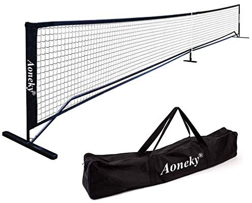 Aoneky Pickleball Tennis Übungsnetz Set 6,7x0,9M - Metallrahmenständer und Starkes PE-Netz - Tragbares Pickle-Ball-Set für Kinder, Volleyball, Tennis, Auffahrt, Garten, Strand, Spiele (Schwarz)