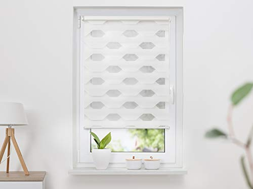 K-home® Klemmfix Doppelrollo Trapez Weiß B90 x H200 cm