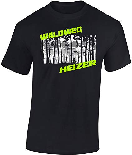 (A) Fahrrad T-Shirt Herren : Waldweg Heizer - Mountainbike Shirt (Schwarz XXL)