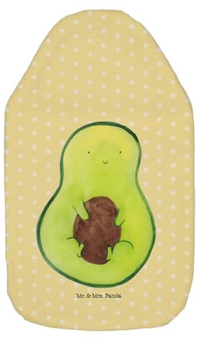 Mr. & Mrs. Panda Wärmflasche Avocado Kern - Geschenk, Körnerkissen, Bettflasche, Pflanze, Avocadokern, Frucht, Veggie, Wärmflaschenbezug, Vegan,