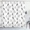 ABAKUHAUS Pinguin Duschvorhang, Skifahren Penguins in Schale, Stoffliches Gewebe Badezimmerdekorationsset mit Haken, 175 x 240 cm, Weiß und Schwarz