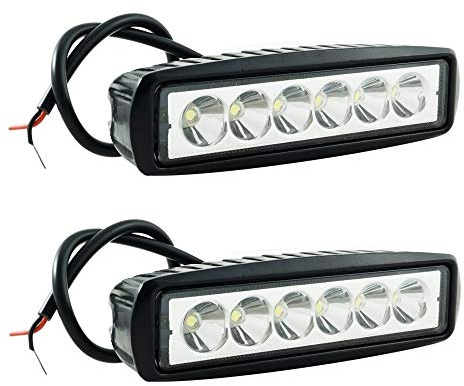 tempo di saldi 2 X Barra Led Fuoristrada da 18W 15x4x4 cm con 6 Diodi Integrati Luce Bianca Fredda (6000K), Fari Led Trattore, Fari supplementari adatti a Furgoni, Escavatori e Veicoli Agricoli