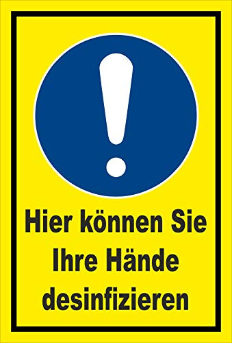 Melis-Folienwerkstatt Schild Hände desinfizieren - 30x20cm - Bohrlöcher - 3mm Hartschaum – 20 VAR S00225-035-C
