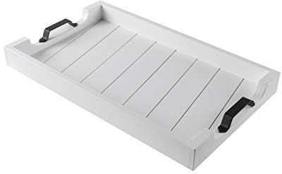 Bamboo Land- Large Wooden Serving Tray with Handle, 20” X 12’’, White, Wooden Tray with Handles, Serving Tray with Handles, Tray for Coffee Table, Bamboo Tray, Wood Serving Tray Wood Trays Home Decor