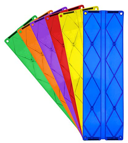 PicassoTiles 6 Piece Race Track Ramp Magnetic Building Block Set Magnet Tiles Construction Toy STEM Learning Kit Education Playset Playboard Pretend Play Stacking Blocks Child Brain Development PTR06