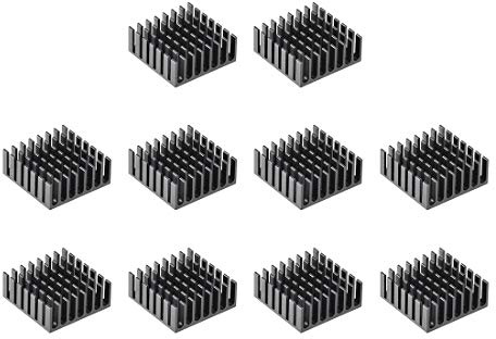 sourcing map 10Stk. Kühlkörper kreuzförmigen Kerben für MOS GPU IC Chip 28x28x11 mm Schwarz