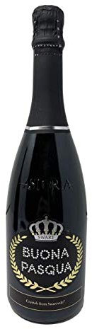 SWART Bottiglia Personalizzata con Veri Cristalli Swarovski - 0,75l Eventi Particolari/Natale/Pasqua/Festività (BUONA PASQUA)