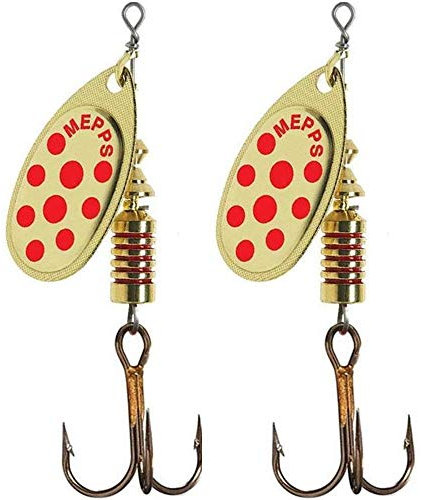 Mepps 2 X cuillers Aglia Décorées Or Points Rouges Taille n°3/6,5 g