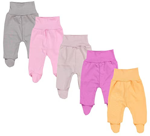 TupTam Baby Strampelhose Jungen Mädchen Hose mit Fuß 5er Pack, Farbe: Mädchen 4, Größe: 56