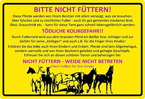 Metall Schild 20x30cm Bitte Nicht füttern Pferd Warnschild Blechschild
