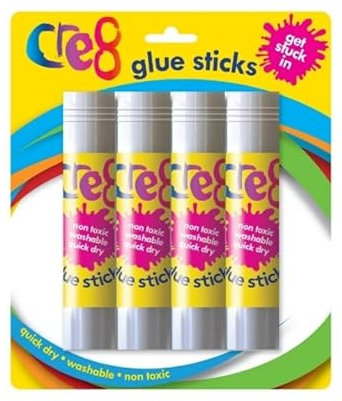 Glue Sticks For Arts & Crafts Activities Strong Hold Adhesive For Home School And Office Supplies Safe Washable Quick Dry Non Toxic Pack Of 4