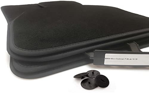 Fußmatten passend Mini Clubman F54 Premium Matten Velours Autoteppich, Schwarz, Original Qualität (4-Teilig Vorne + Hinten)
