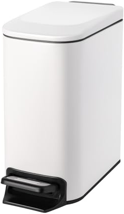 Cesun Kleiner Badezimmer-Mülleimer mit Deckel, Absenkautomatik, Trittpedal, 6 Liter, Edelstahl-Mülleimer mit herausnehmbarem Inneneimer, Anti-Fingerabdruck-Finish (weiß)