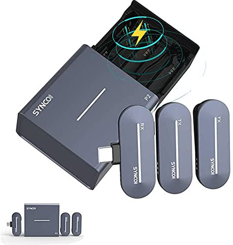 SYNCO P2ST 2,4 GHz Microfono senza fili per telefono cellulare digitale 1 trigger-2 Monitoraggio in tempo reale (for Type-C)