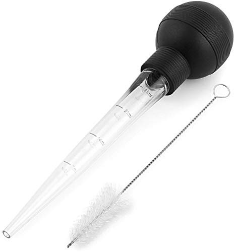 Cricia Ensemble de Poire à Dinde, seringue d'injecteur de Dinde avec Brosse de Nettoyage, Poire à Poire pour la Cuisson - Poire à jus de 12 Pouces avec mesures pour Barbecue, Cuisson, Cuisine