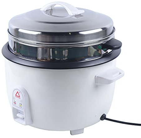 Grand cuiseur à riz en acier inoxydable pour hôtels School avec fonction cuisson à la vapeur et fonction maintien au chaud, capacité 1300 W, capacité 13 l – Verre doseur et embout cuisson vapeur