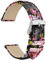 WOCCI 20mm Blumen Uhrenarmband für Damen, Echtes Leder, Schnellverschluss, Silberne Schnalle (Fuchsia Pfingstrose)