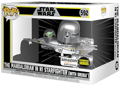 Funko POP! Rides: Star Wars: Mandalorian - Mando & Grogu - Amazon Exclusive | Official Merch - Collectable Vinyl Figurine for Shelf Display - Birthday Gift Idea for Fans and Collectors