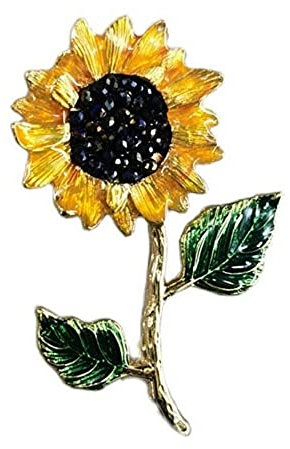 Broche bijou fleur tournesol en acier.