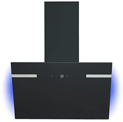 PKM Dunstabzugshaube 60cm Schwarz Glasschirm LED Hintergrundbeleuchtung (Abluft)