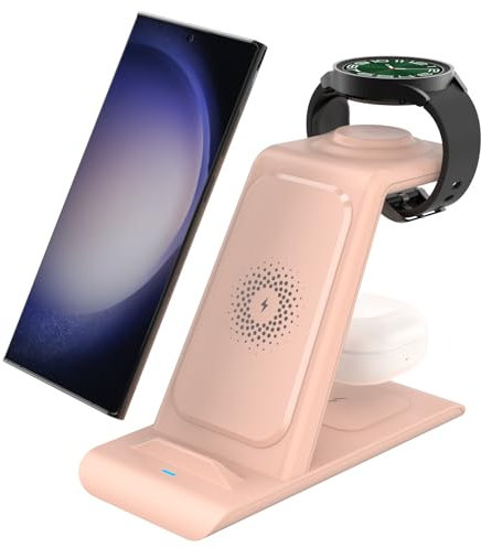 SPGUARD 3 en 1 Chargeur sans Fil pour Galaxy Watch 7/Ultra/FE/6/5 Series Chargeur Induction pour Galaxy S25/S24/S23/S22 Series,Note20/10/ ZFlip 6/5/4/3,Fold 6/5/4/3 et pour Galaxy Buds3/3 Pro/2