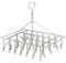 FXDM Metal Sock Hanger, Stainless Steel Drying Rack with 40pcs Pegs and Swivel Hook, Windproof Laundry Metal Square Hanger for Socks, Underwear